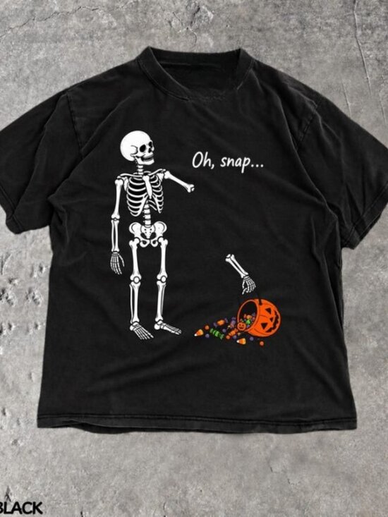 Tops - Oh Snap Skeleton Shirt, Funny Halloween Tshirt